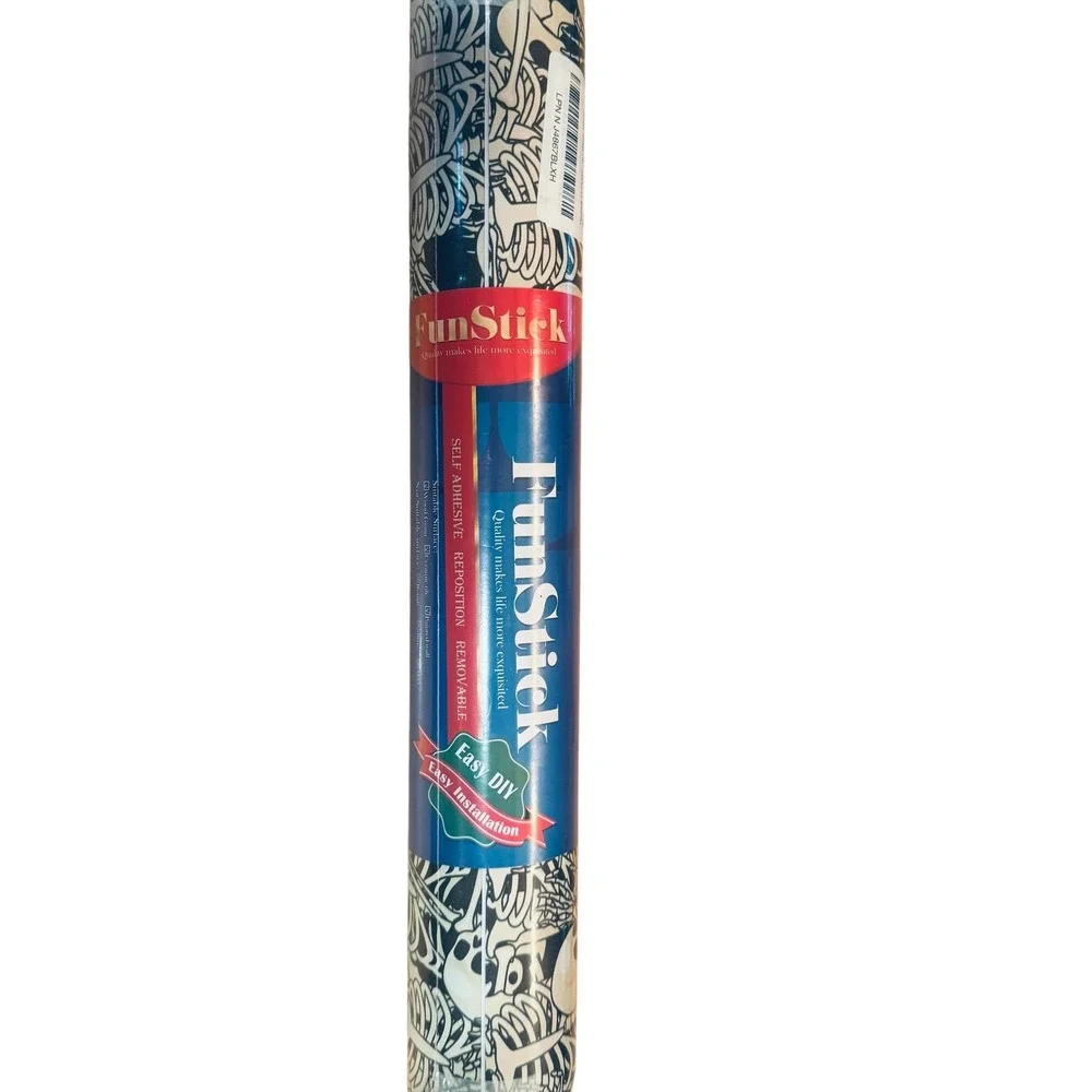 FunStick Skeleton Skull Peel and Stick Wallpaper 17.5in x 354in Removable Vinyl